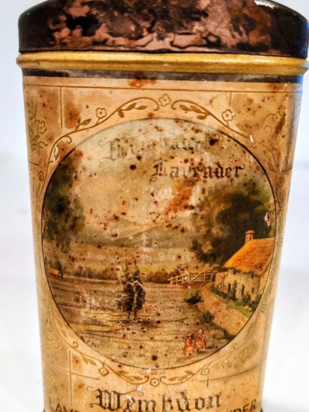 Original 1936 WEMBDON Lavender Talc Powder Tin, House Of Wembdon, Full Tin
